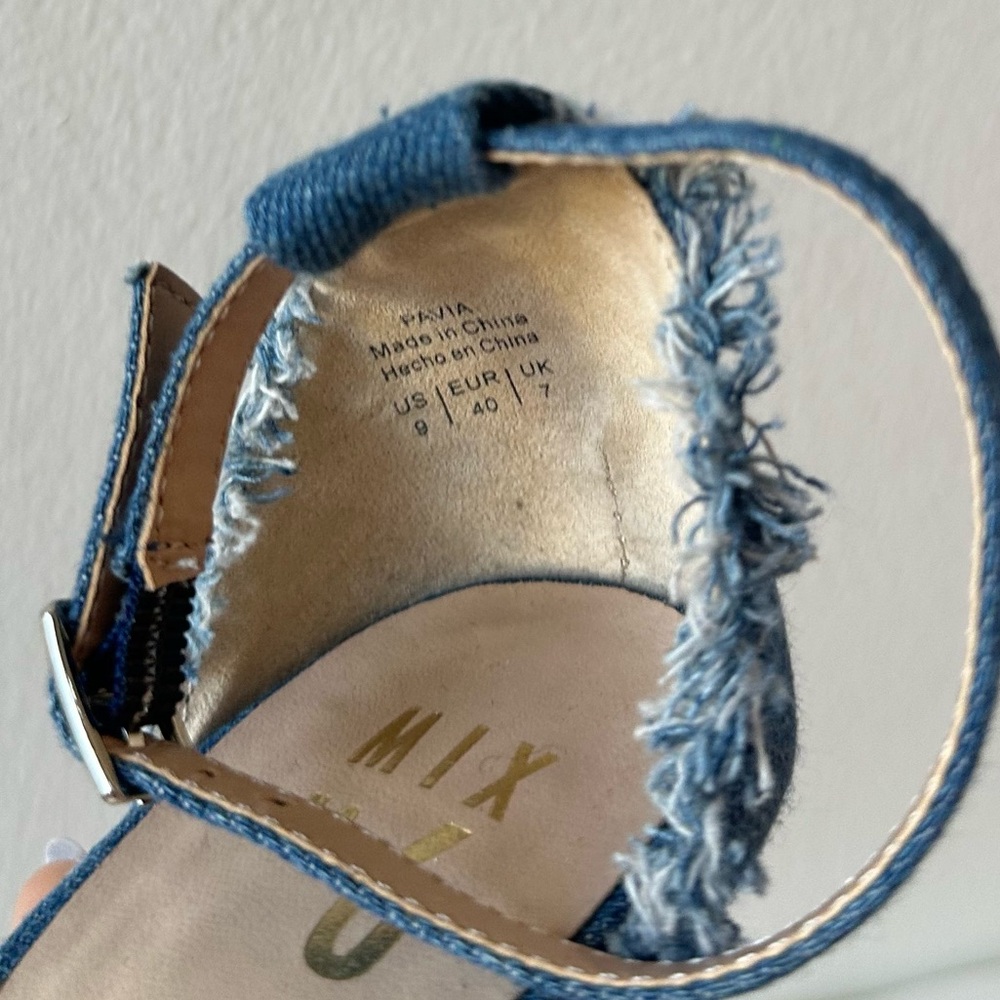 Denim Frayed Strap Stiletto Strappy Heels - PAVIA Mix No 6 - Picture 4 of 5